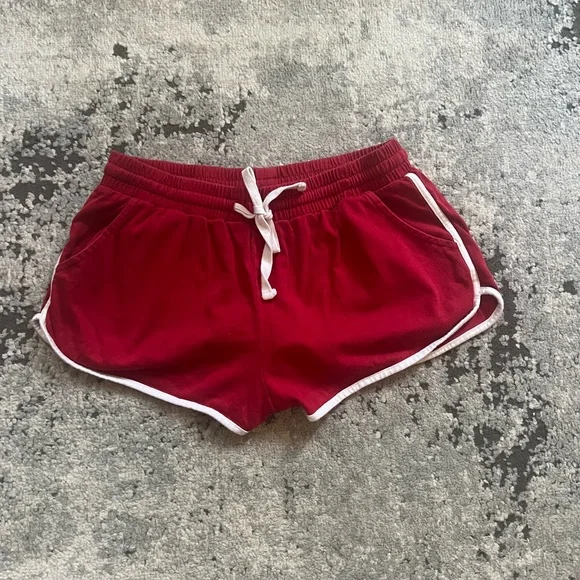 Forever 21 Red and White Athletic drawstring short shorts, size Small - Picture 6 of 6